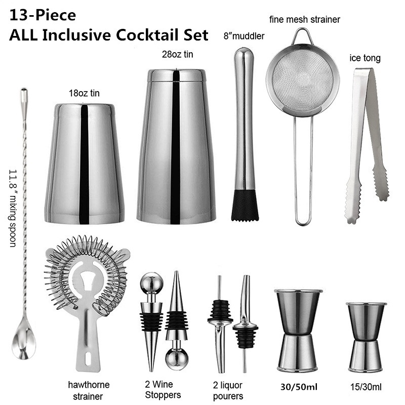 Boston Shaker Set - Agitateur à Cocktail en acier inoxydable,