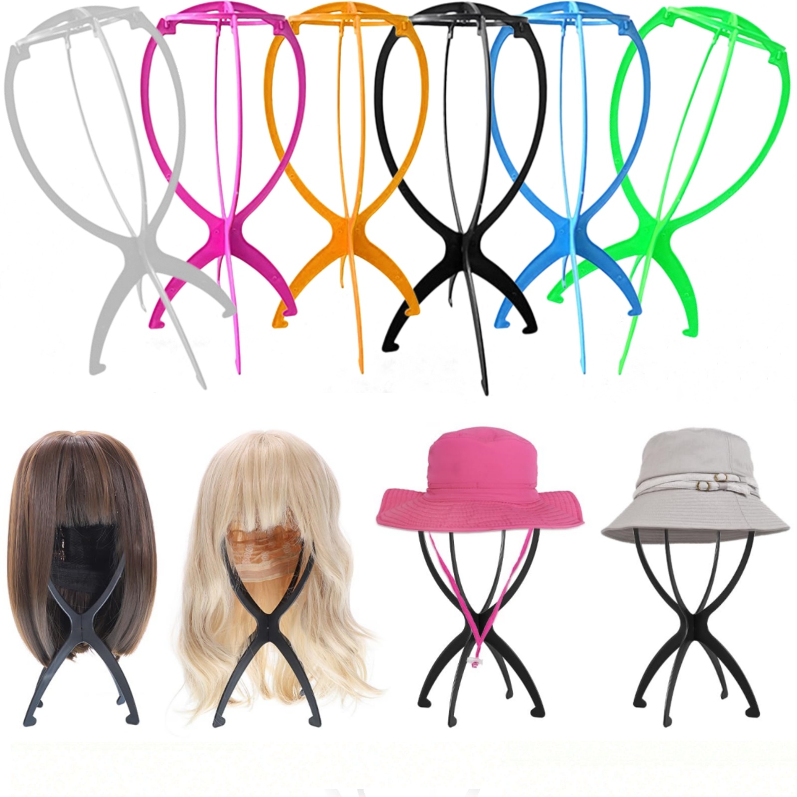 Home Barbershop - Support de perruque pliant en plastique,